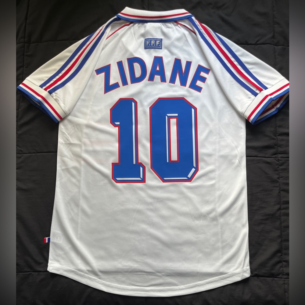Zidane #10 France Jersey Retro 1998 Away World Cup Soccer White